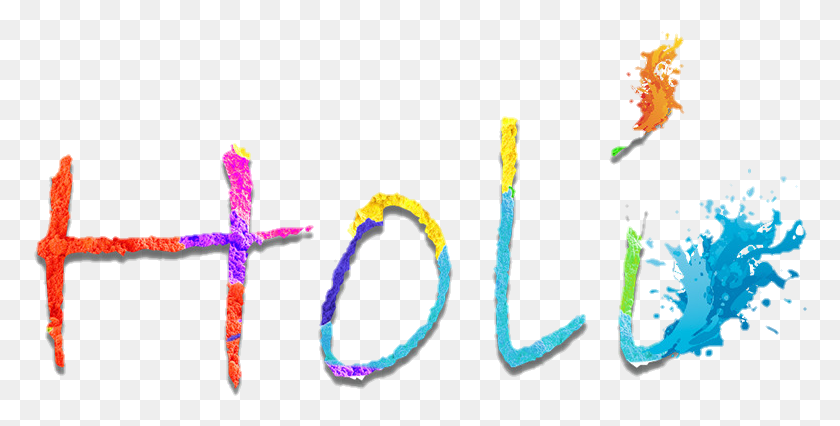 774x366 Happy Holi Text 2019 Colourful Splashes, Cross, Symbol, Dye HD PNG Download