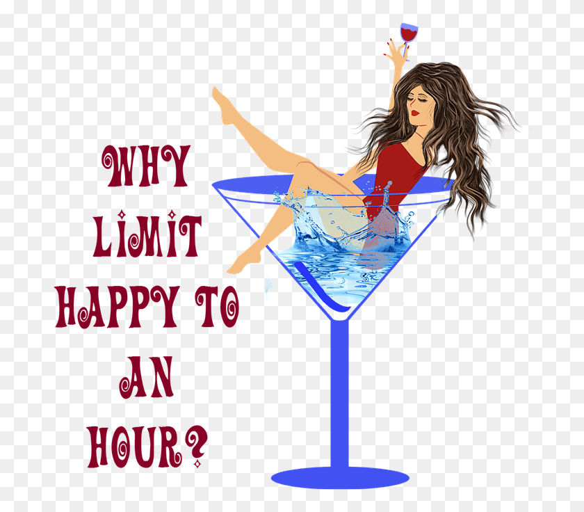 692x676 Happy Hour Woman In Glass Martini Cocktails Drink Classic Cocktail, Alcohol, Beverage, Person HD PNG Download