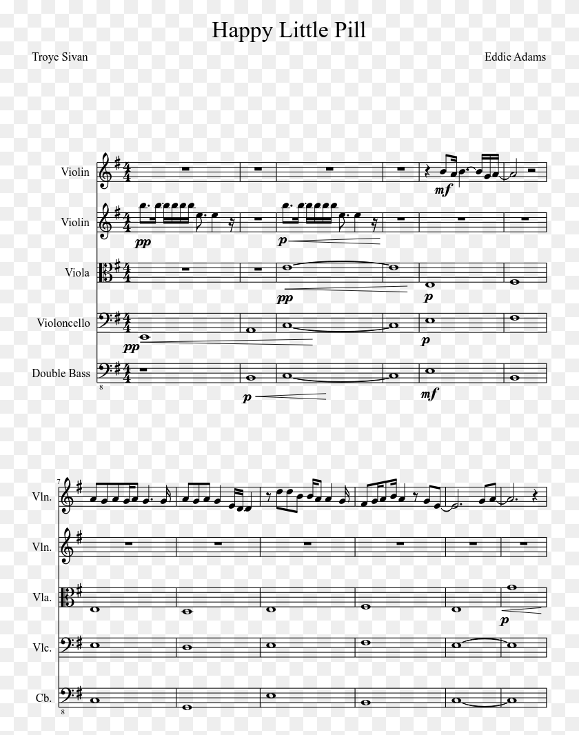 749x1006 Happy Little Pill Sheet Music Composed By Eddie Adams Inner Demons Piano Sheet Music, Gray, World Of Warcraft HD PNG Download
