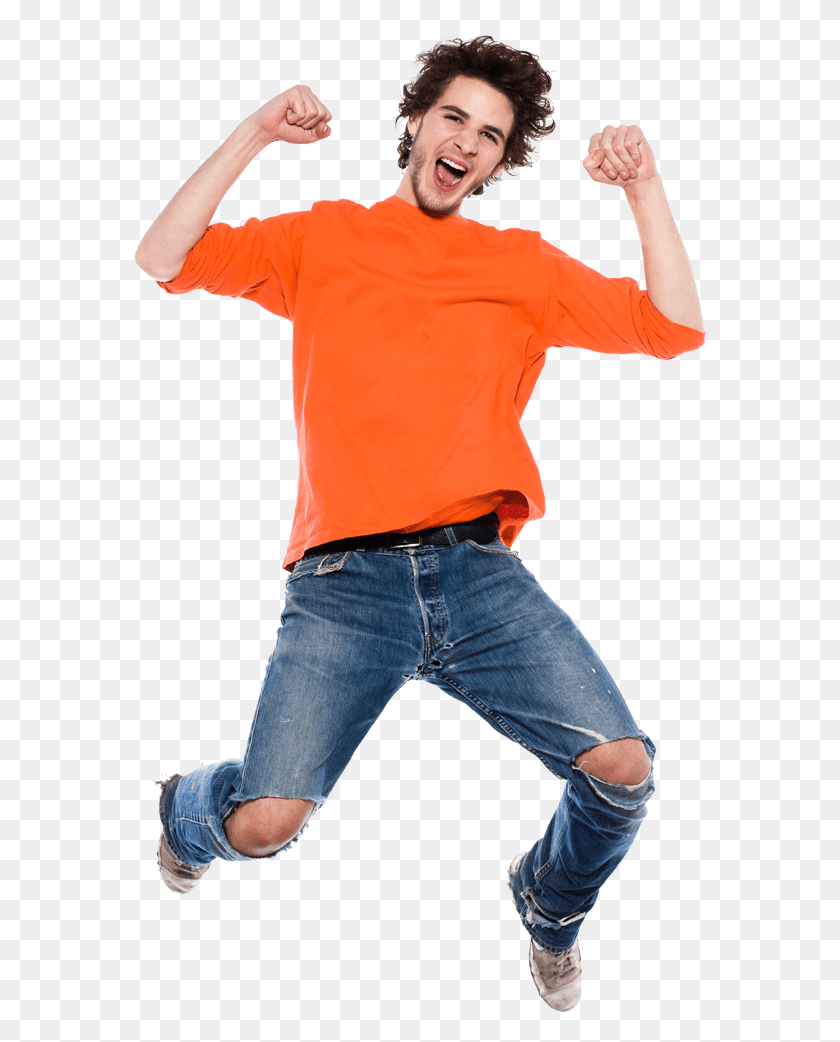 573x982 Happy Man Jumping, Sleeve, Clothing, Apparel HD PNG Download