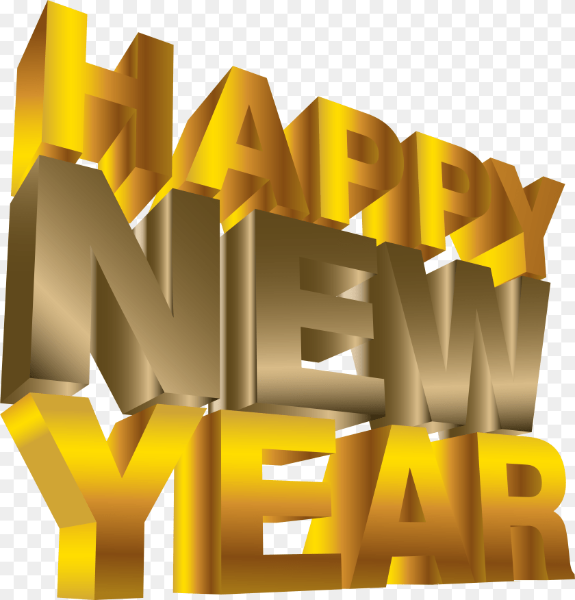 7498x7819 Happy New Year, Gold, Treasure, Text, Bulldozer Sticker PNG