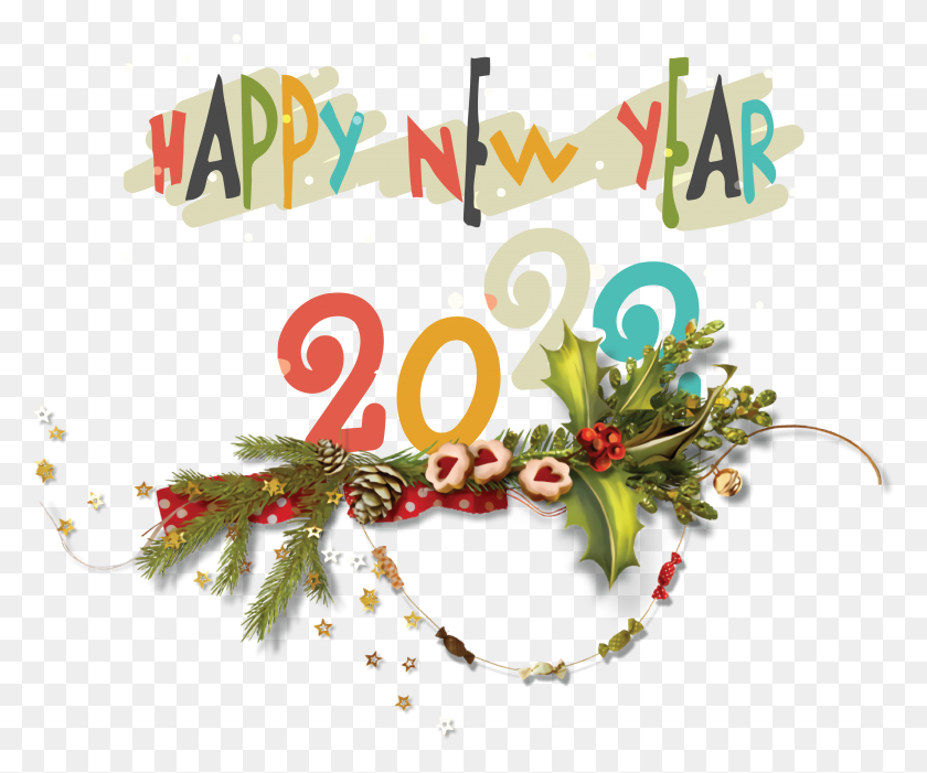 3000x2466 Happy New Year 2022, Graphics, Floral Design HD PNG Download