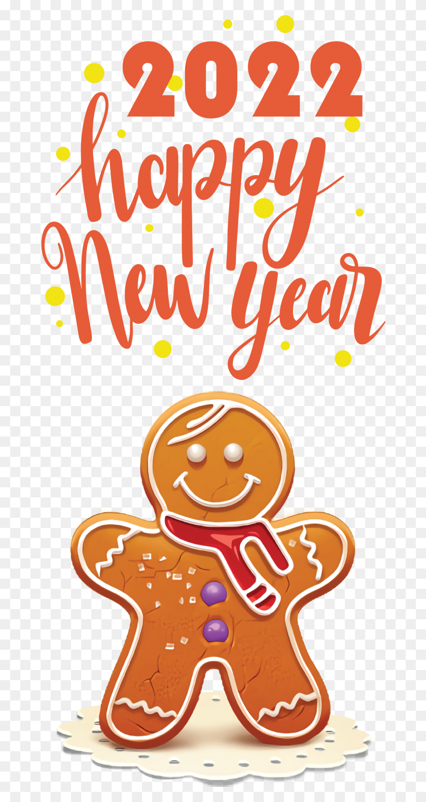 1539x3000 Happy New Year 2022 Gingerbread Man, Food, Cookie, Biscuit HD PNG Download