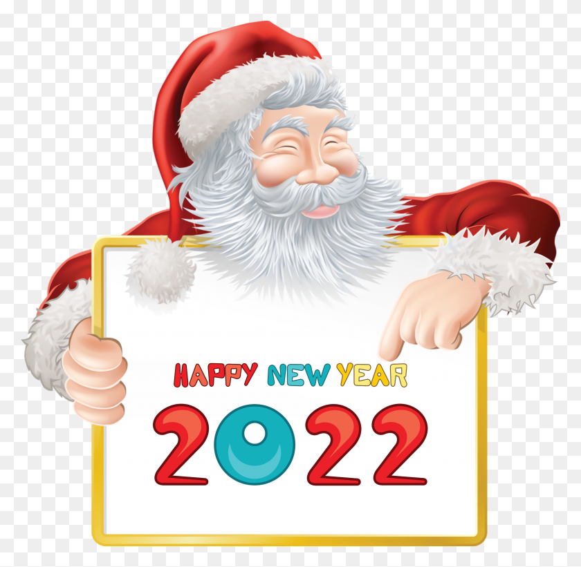 3000x2929 Happy New Year 2022 Santa Claus, Number, Symbol, Text HD PNG Download
