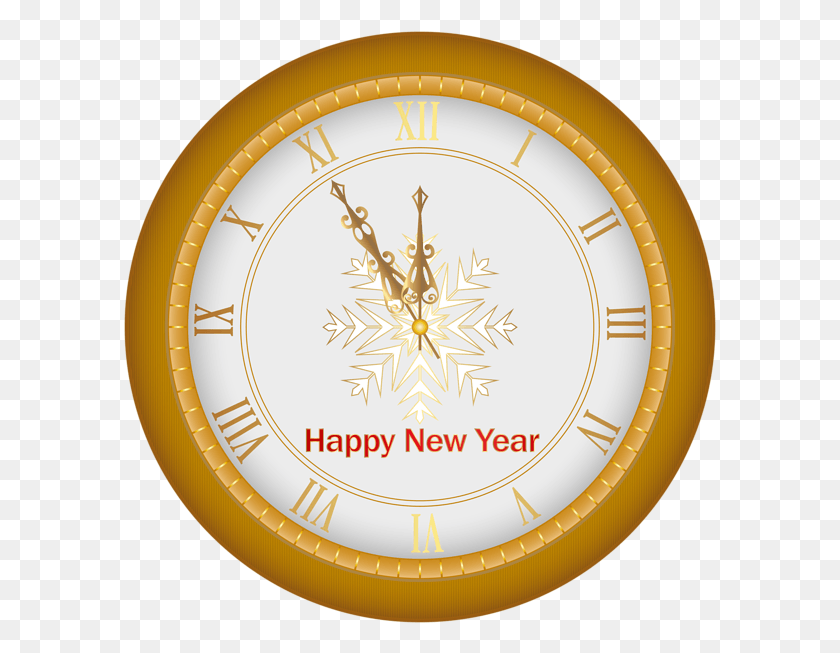 593x593 Happy New Year Clock Gold Clip Art Image Happy New Year Clock 2019, Analog Clock, Clock Tower, Tower HD PNG Download