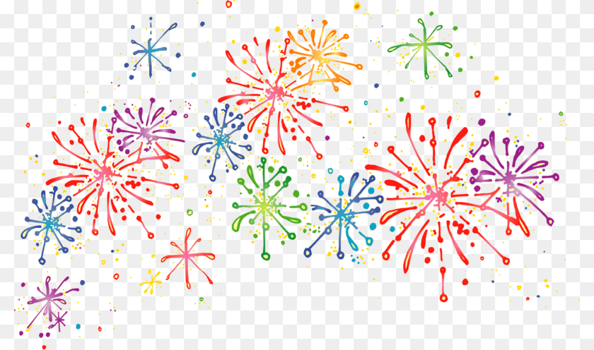 Happy New Year Fireworks Art, Graphics, Pattern, Floral Design Clipart PNG