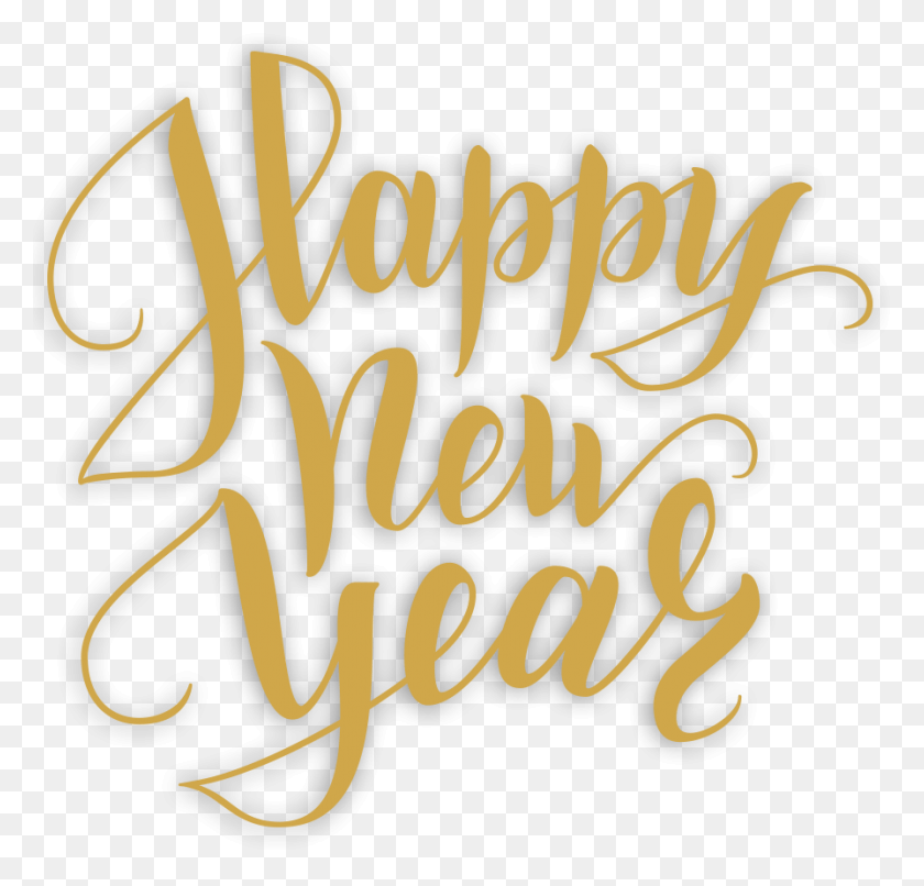 895x856 Happy New Year In Brush Lettering Calligraphy, Text, Handwriting, Label HD PNG Download