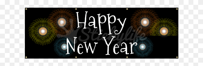 636x214 Happy New Year Vinyl Banner Happy New Year Banner, Text, Alphabet, Handwriting HD PNG Download