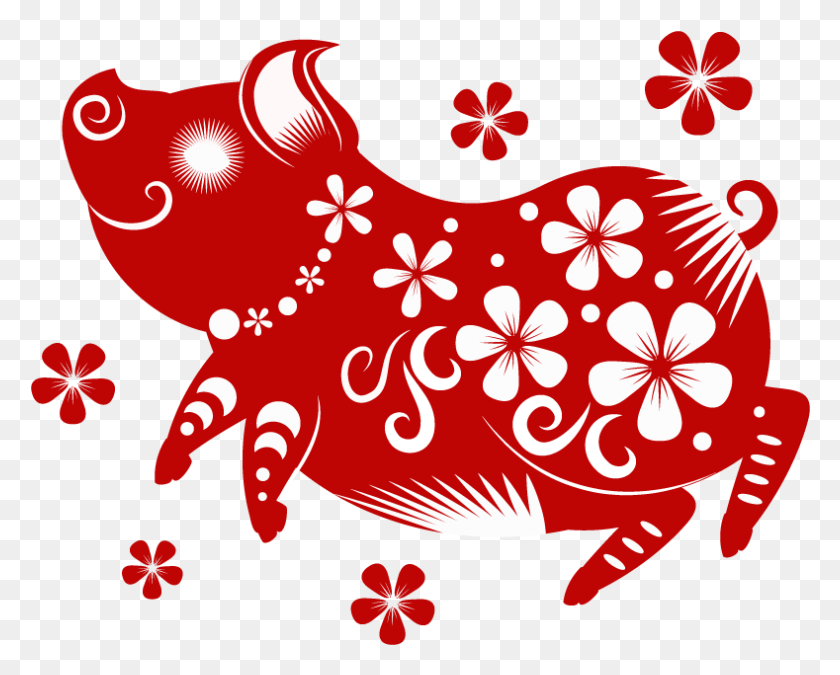 789x623 Happy Paper Cut Pigs Celebrate New Year39s Day 2019 Happy Chinese New Year 2019, Graphics, Floral Design HD PNG Download