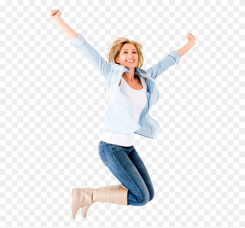 500x723 Happy Person Jumping Happy Woman Transparent Background, Blonde, Girl, Kid HD PNG Download