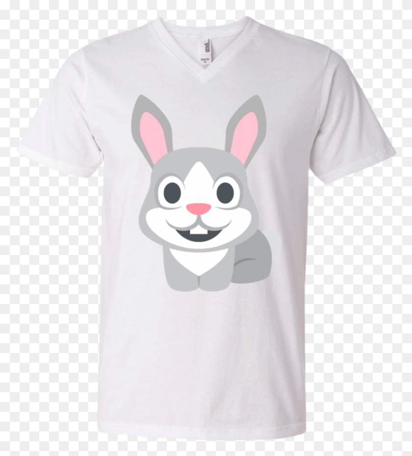 852x951 Descargar Png Happy Rabbit Emoji Men Sv Neck T Shirt De Dibujos Animados, Ropa, Ropa, Camiseta Hd Png