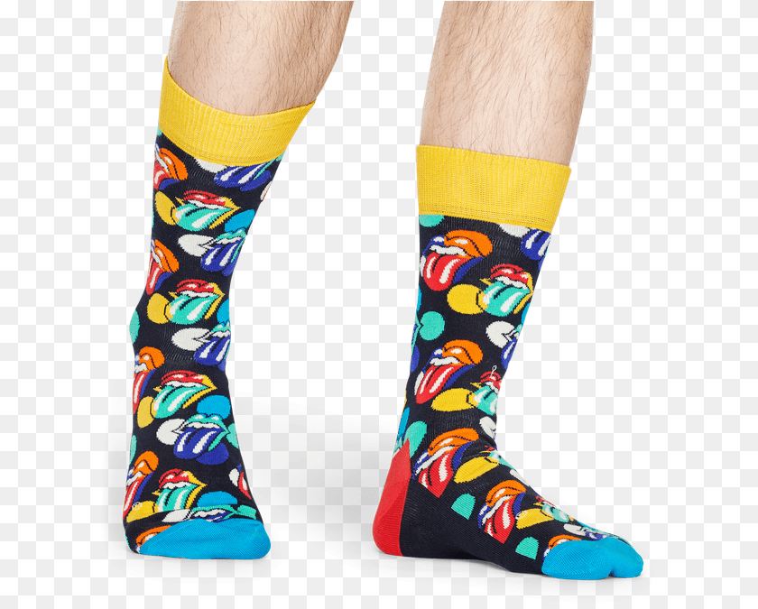 625x675 Happy Socks Rolling Stones Big Licks Socks Happy Socks Rolling Stones Big Licks Navy Ml, Clothing, Hosiery, Sock, Person PNG