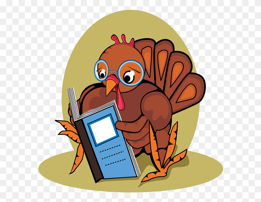 598x591 Happy Thanksgiving Turkey Reading A Book, Text, Hand-held Computer, Computer HD PNG Download