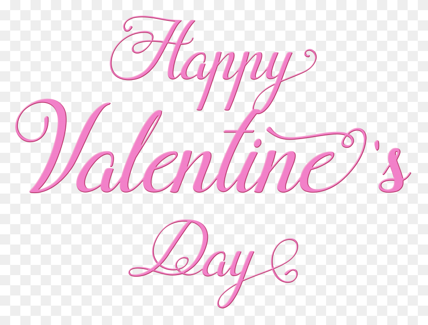 7963x5910 Happy Valentine39s Day Pink Text Transparent Image Happy Valentine Day Text, Handwriting, Calligraphy, Alphabet HD PNG Download