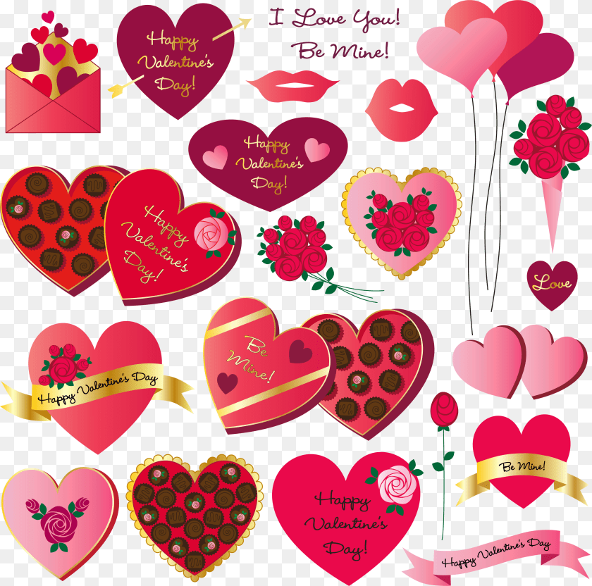 3493x3460 Happy Valentines Day Clipart Free Vector Art Stock Heart Clipart, Envelope, Greeting Card, Mail PNG