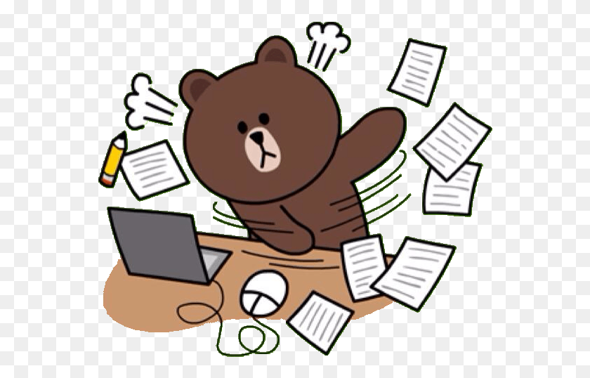 562x478 Hard Working Brown Bear Line Sticker, Mammal, Animal, Wildlife Descargar Hd Png