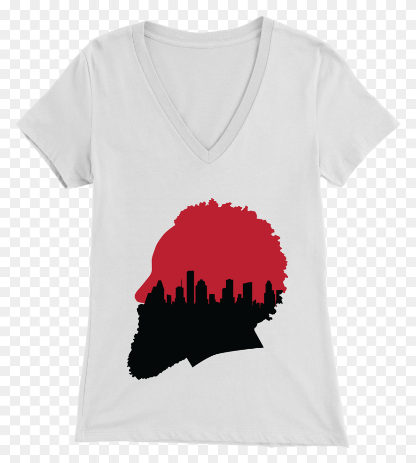 829x932 Harden Silhouette With Houston Skyline Women39s V Silhouette, Clothing, Apparel, T-shirt HD PNG Download