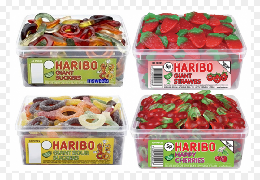 1001x669 Haribo 4 X Multi Pack Tubs Giant Strawberry39s Sour Haribo Giant Sour Suckers, Food, Plant, Fruit HD PNG Download