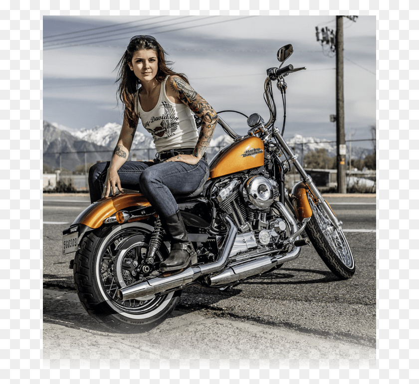 669x710 Descargar Png / Harley Biker Chick, Motocicleta, Vehículo, Transporte Hd Png