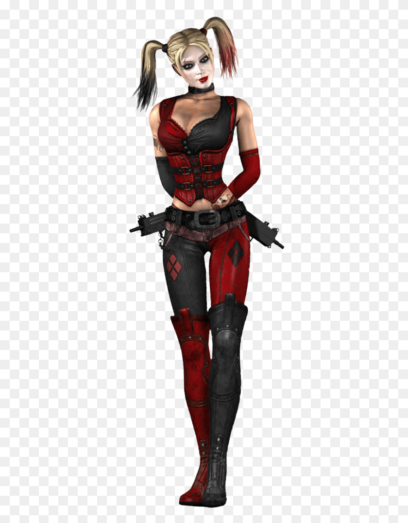 346x1016 Harley Quinn Image Harley Quinn Disfraz Rojo Y Negro, Persona, Humano, Batman Hd Png
