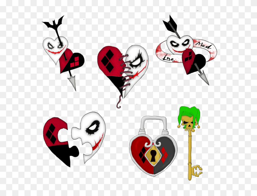 600x579 Harley Quinn Tattoo Designs, Graphics, Heart HD PNG Download