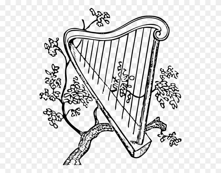 540x596 Harp And Branch Classical Drawings Music, Musical Instrument, Lyre, Leisure Activities HD PNG Download