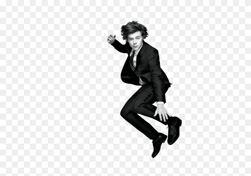 379x528 Harry Jumping 4 Joy Yayy Not Bothered To Write A Boy Band Black And White, Clothing, Apparel, Person HD PNG Download