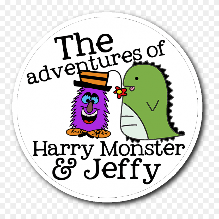 883x883 Descargar Png Harry Monster Amp Jeffy Logo Sticker Las Aventuras De Dibujos Animados, Etiqueta, Texto, Símbolo Hd Png