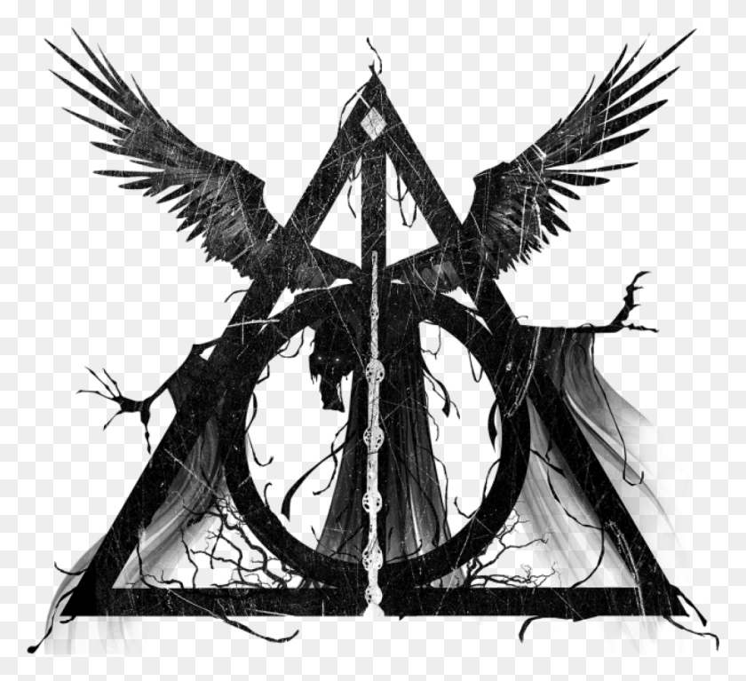 1201x1090 Harry Potter Art Deathly Hallows Symbol With Death, Gray, World Of Warcraft HD PNG Download