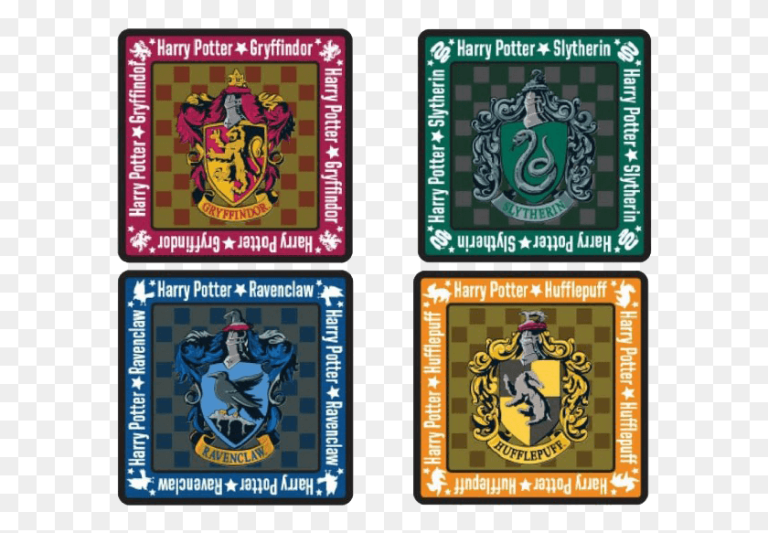 586x523 Harry Potter School Crest 4 Piece Square Coaster Set Harry Potter Slytherin, Legend Of Zelda, Mobile Phone, Phone HD PNG Download