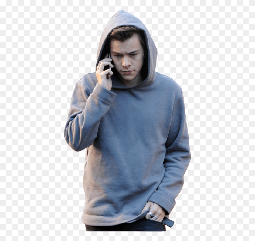 422x736 Harry Styles And One Direction Image Harry Styles Hoodie Grey, Clothing, Apparel, Sweatshirt HD PNG Download