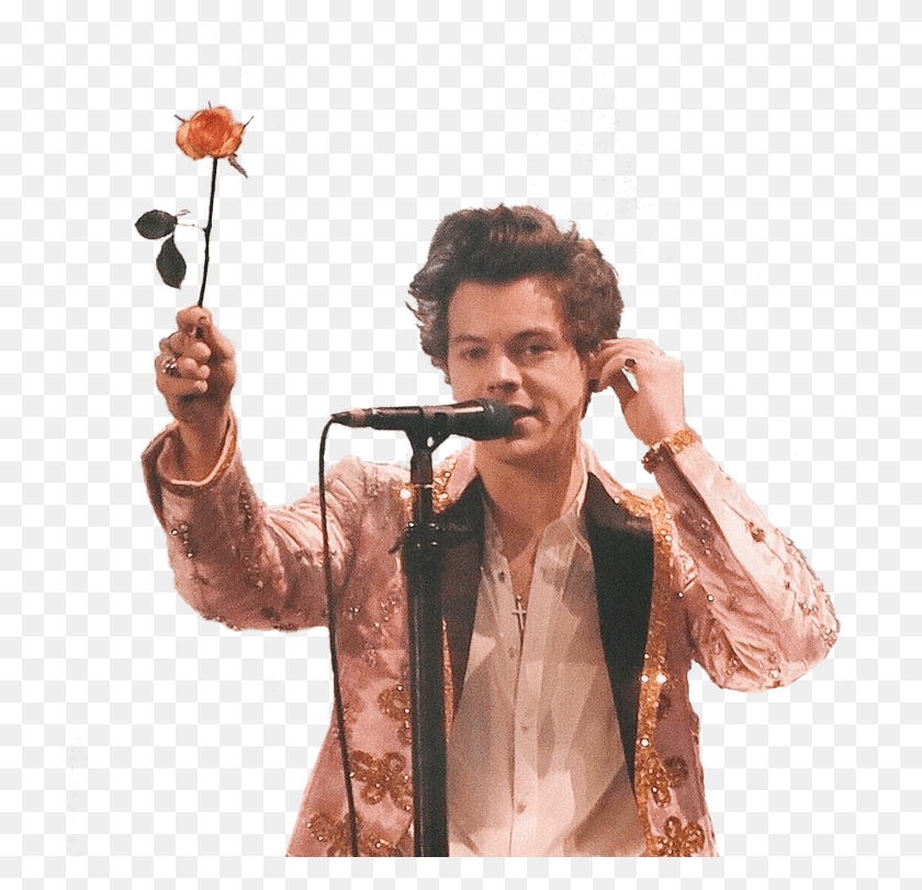 715x751 Harry Styles Con Flores, Persona, Humano, Ropa Hd Png