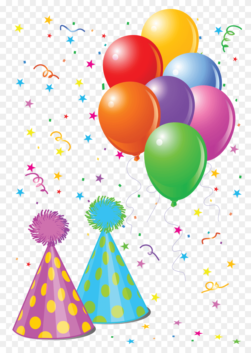 1392x2000 Hat Balloon Birthday Clip Art Confetti Transprent Party Hat And Balloons, Graphics, Ball HD PNG Download