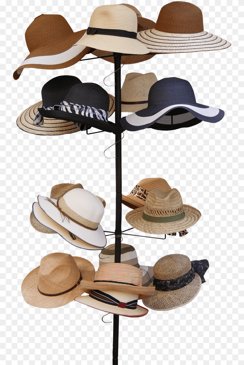 758x1256 Hats Collection Presentation Hat Stand With Hats, Clothing, Sun Hat, Cowboy Hat PNG