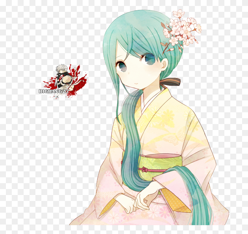 712x732 Hatsune Miku Kimono Render By, Clothing, Apparel, Robe HD PNG Download