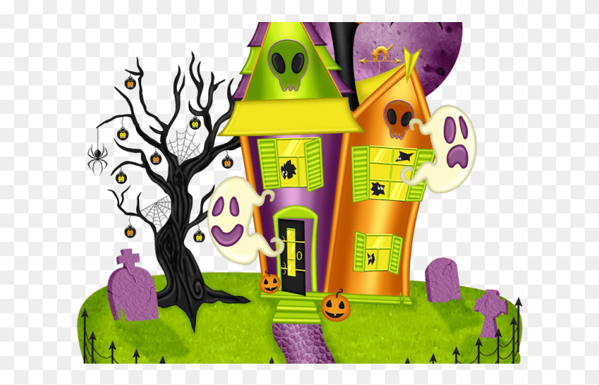 628x481 Haunted House Clipart Witch House Halloween Haunted House Clipart, Toy, Text, Super Mario HD PNG Download