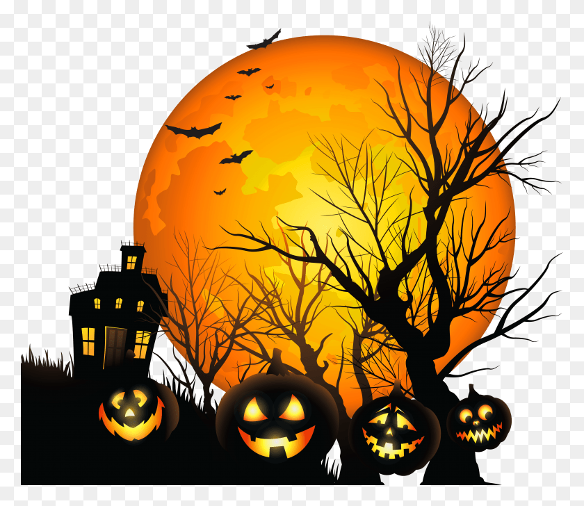 6400x5489 Haunted House Halloween HD PNG Download