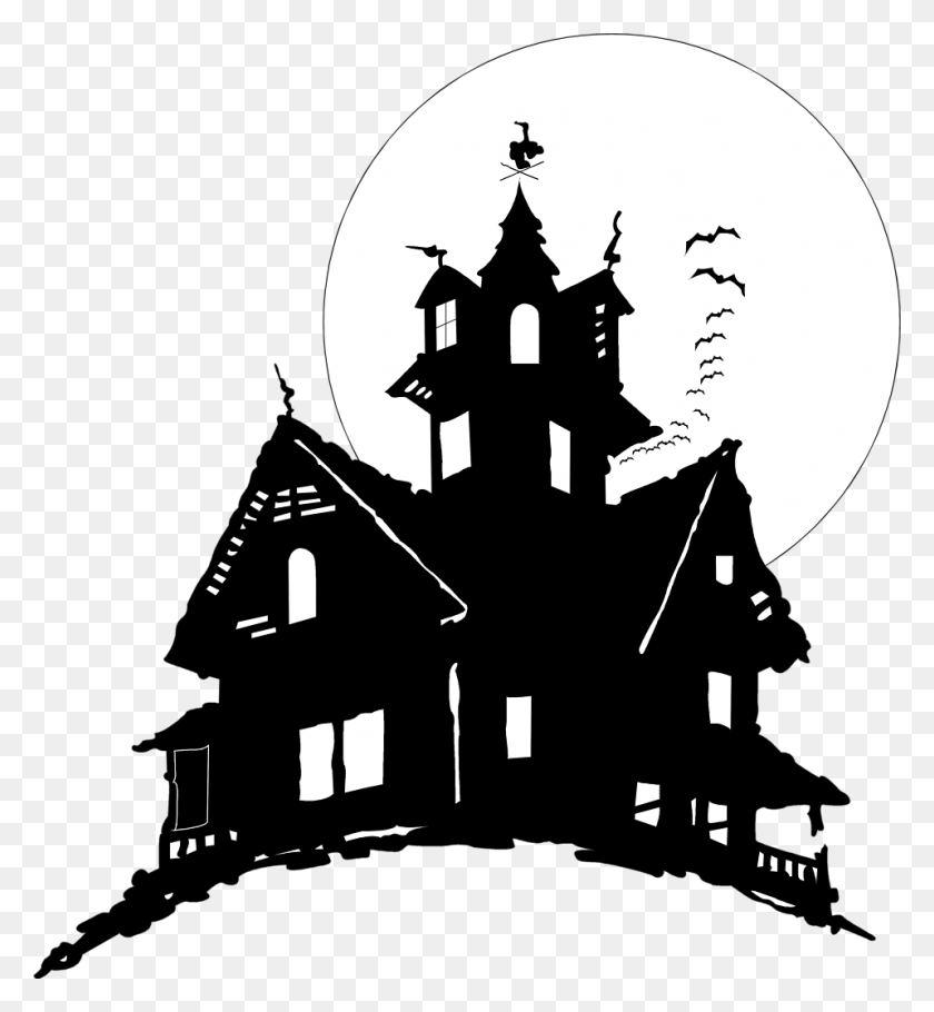 958x1045 Haunted House Haunted House No Background, Stencil, Poster HD PNG Download