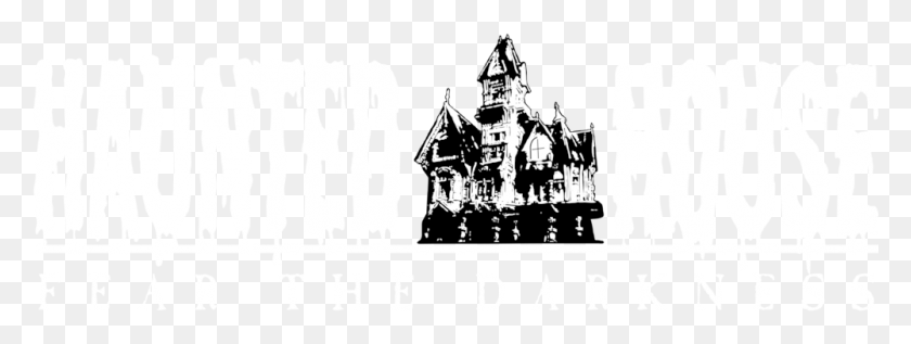 1001x330 Haunted House Logo White No Tenha Medo Do Escuro, Architecture, Building, Text HD PNG Download