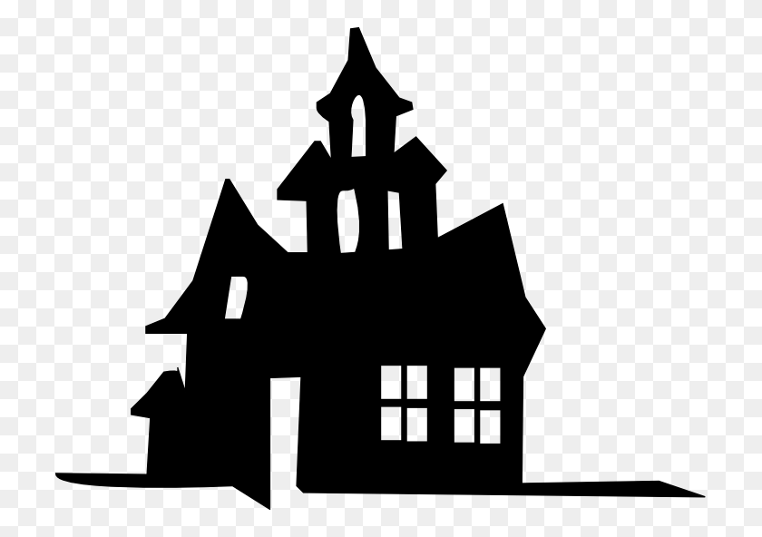 717x532 Haunted House Silhouette Stencil Silhouette Haunted House Clipart, Gray, World Of Warcraft HD PNG Download