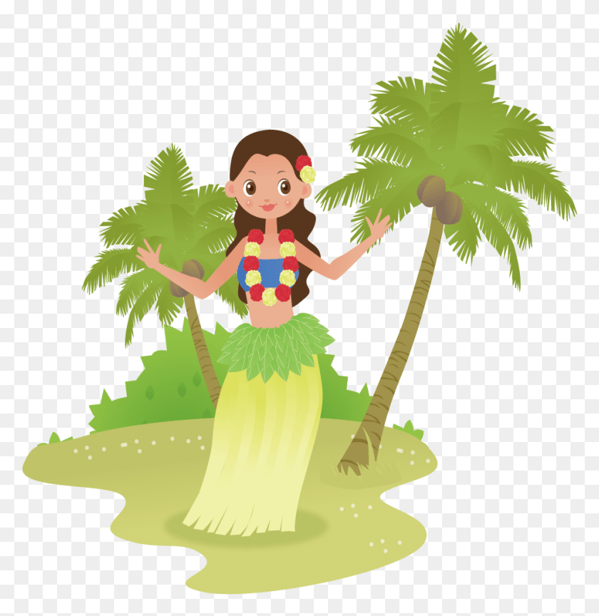 Hawaii Cartoon Hula Ukulele Personas De Hawaii Animadas, Toy, Palm Tree, Tr...