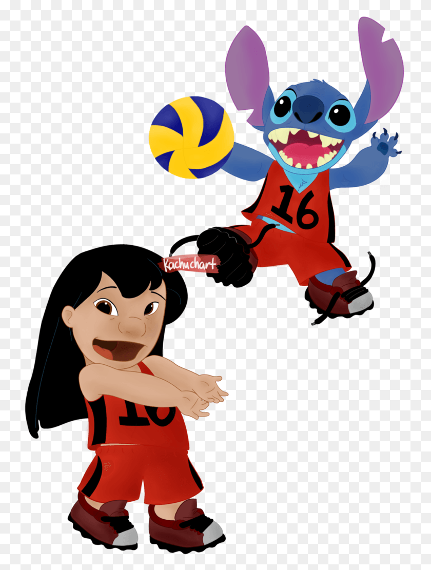 745x1051 Hawaii Drawing Stitch Lilo And Stitch Playing Volleyball, Person, Human, Text HD PNG Download