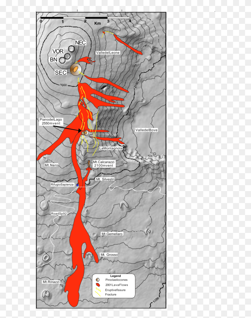 603x1005 Hawaii Lava Flow Map Mt Etna Lava Flow Map 2001, Plot, Poster, Advertisement HD PNG Download