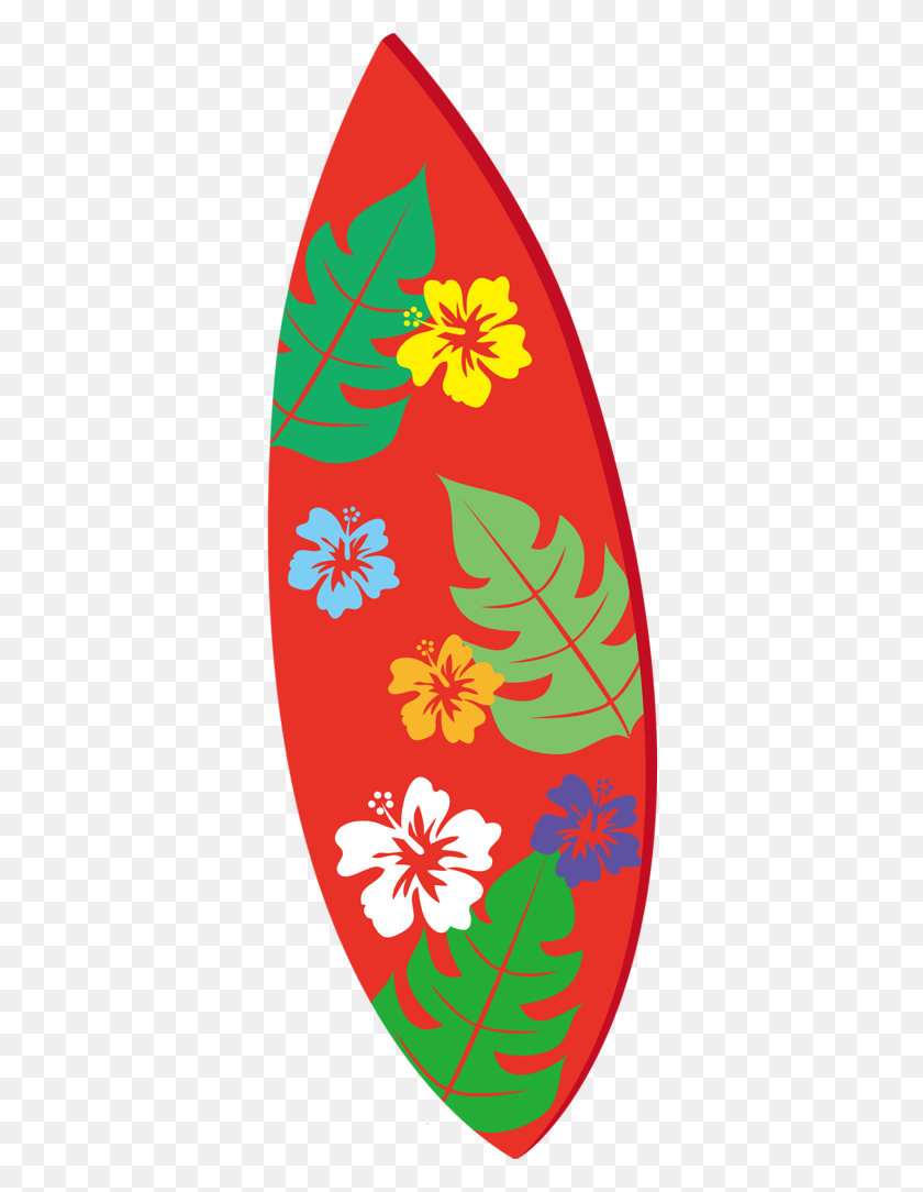357x1024 Descargar Png Hawaiian Aloha Tropical Como Decorar Un Hawaiian Surfboard Clip Art, Graphics, Diseño Floral Hd Png