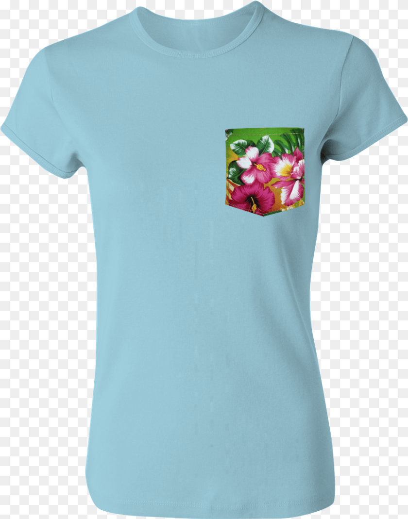 892x1135 Hawaiian Flower Custom Pocket Wednesdays We Wear Pink Shirt, Clothing, T-shirt, Plant PNG