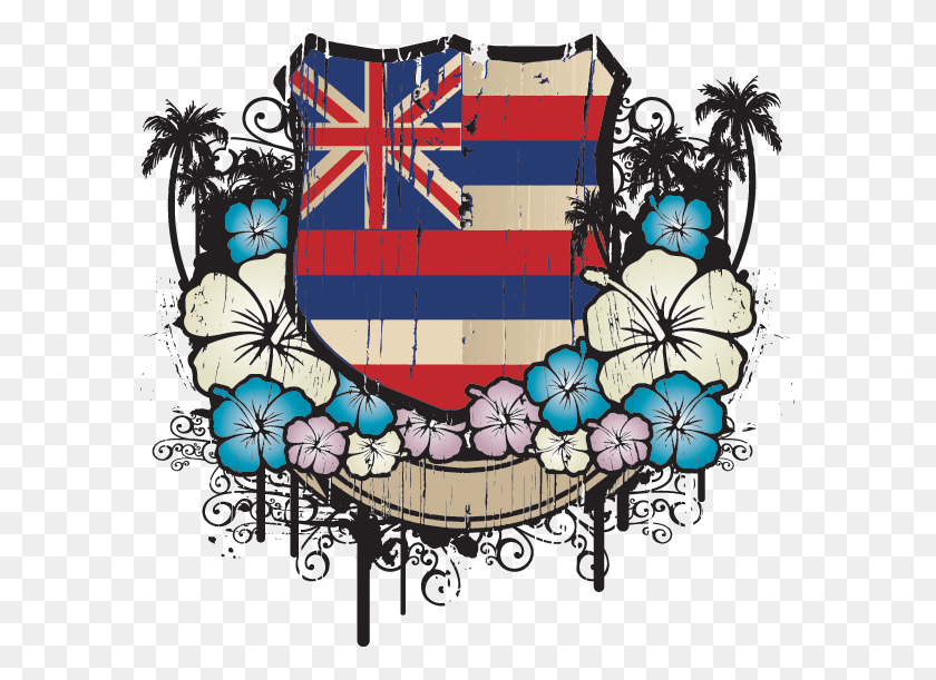 587x551 Hawaiian Flowers Emblem Hawaii Flag, Symbol, Chandelier, Lamp HD PNG Download