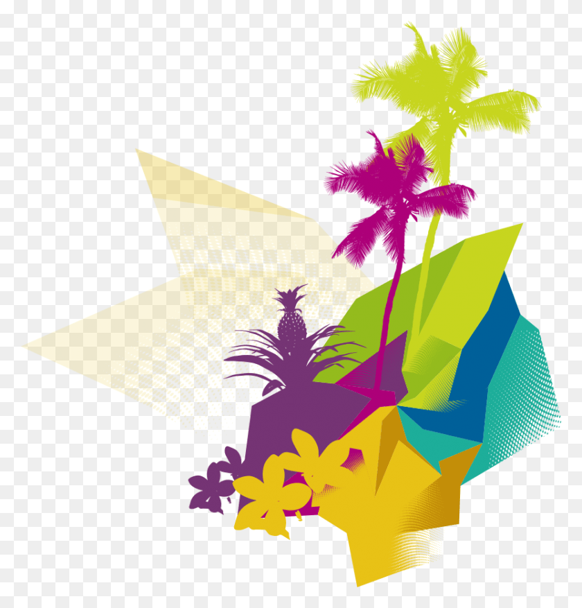 833x873 Гавайский Гавайский Фон, Графика, Цветочный Дизайн Hd Png Скачать