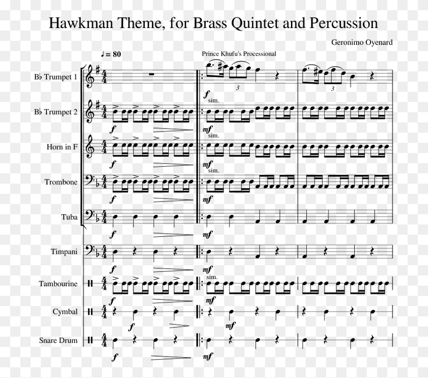 709x681 Hawkman Theme For Brass Quintet Sheet Music For Trumpet Turnam Bam Darda Benim, Gray, World Of Warcraft HD PNG Download