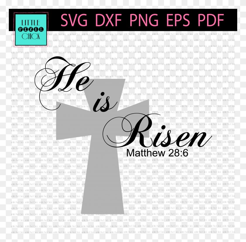 5835x5755 He Is Risen Calligraphy, Cross, Symbol, Text HD PNG Download