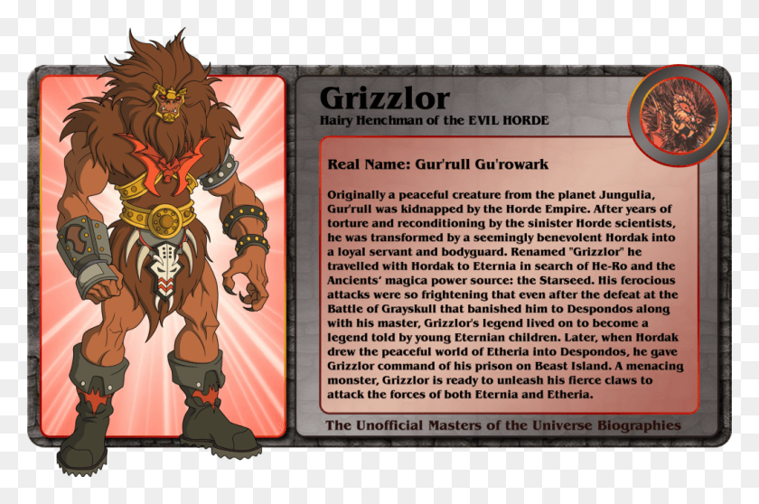 1024x655 He Man 2002 Grizzlor, Text, Word, Label HD PNG Download
